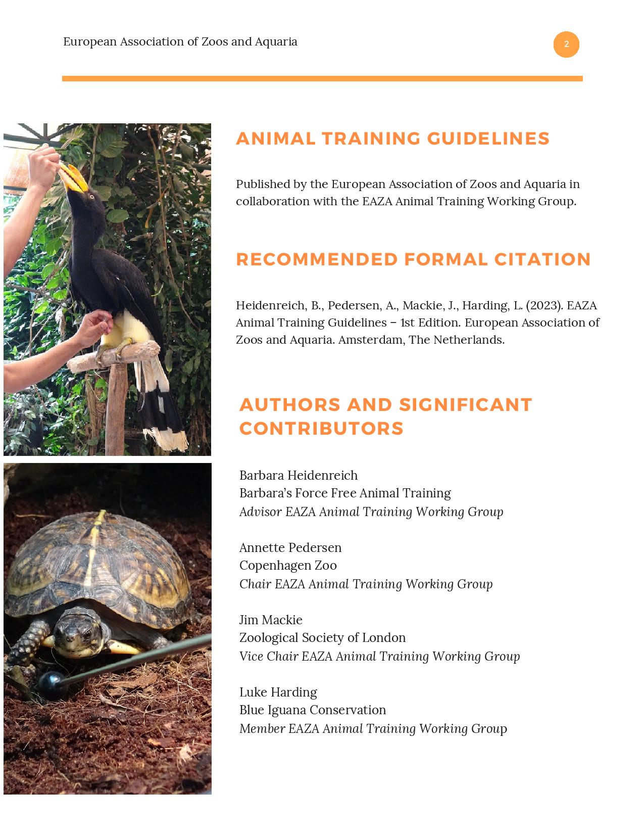 EAZA ATWG Training Guidelines Video Examples Animal Training Fundamentals